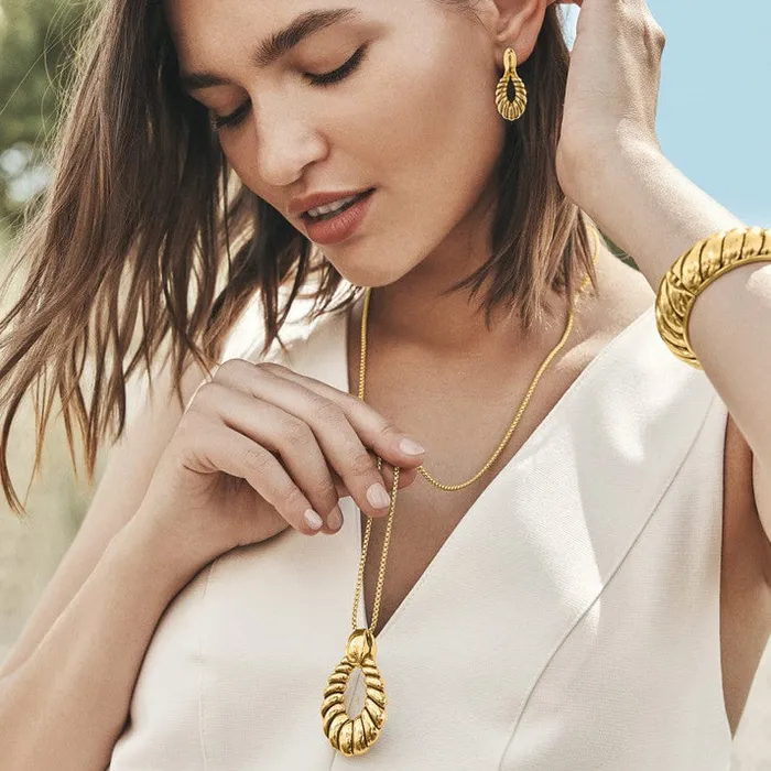 Brighton Earrings Athena Gold Scalloped Post Drop Earring