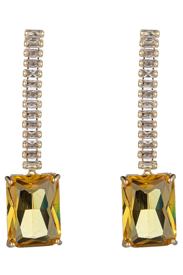 Charlotte Yellow CZ Dangle Earrings Eye Candy LA Earrings
