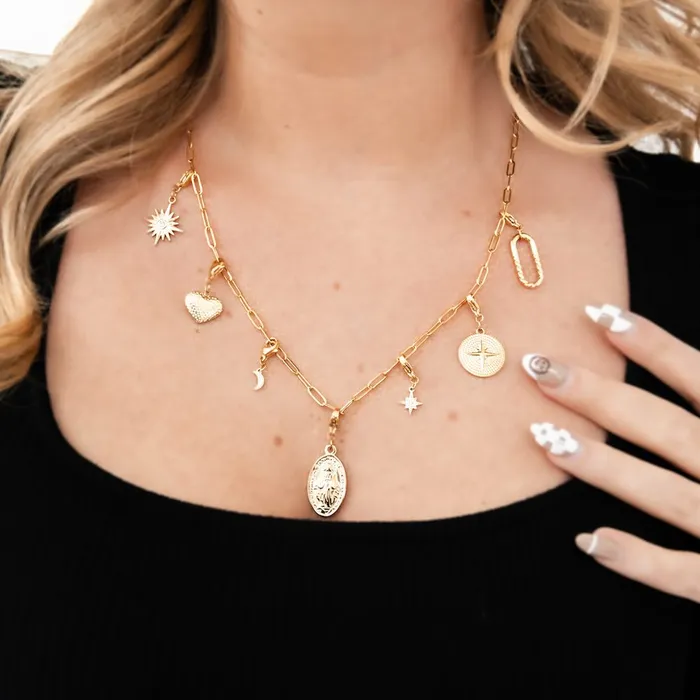 Charm Necklaces Jewelry Mini Gold Charm Bar Bundle Wholesale