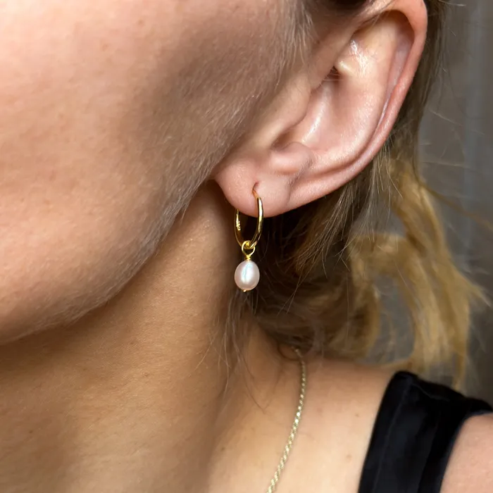 Cival Design Earrings Pearl Hoop Earrings