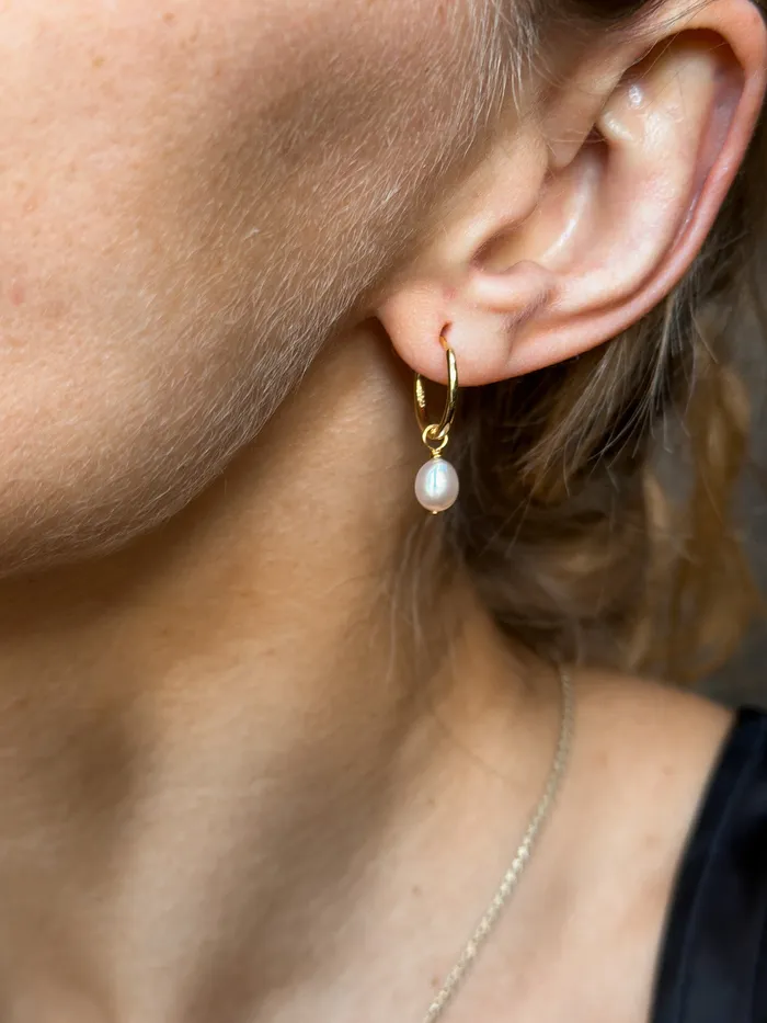 Cival Design Earrings Pearl Hoop Earrings