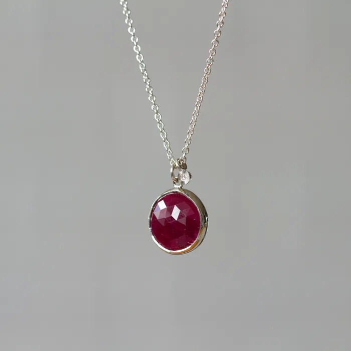 Corey Egan Necklaces Rose Cut Ruby Sterling Silver Theia Necklace