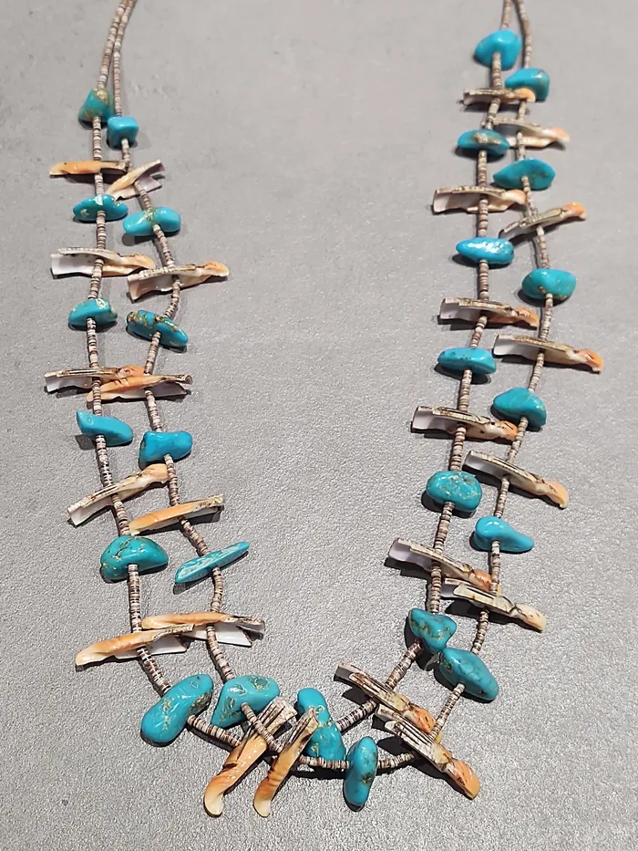 Crown Jewels Coin Necklaces Kewa Turquoise Velouta Melon Heishi 2 Strand Necklace Handmade Native American Crown Jewels Coin Necklaces Kewa Turquoise Velouta Melon Heishi 2 Strand Necklace Handmade Native American