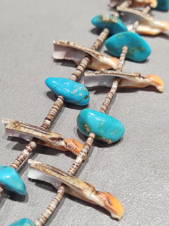 Crown Jewels Coin Necklaces Kewa Turquoise Velouta Melon Heishi 2 Strand Necklace Handmade Native American