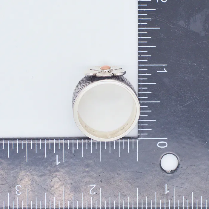 Crown Jewels Coin Rings Darryl Dean Begay Navajo Handmade Sterling Silver Coral Ring Flower