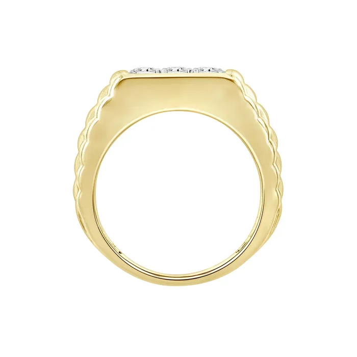 Crown Jewels Coin Rings MENS RING 1 12CT ROUND DIAMOND 14K YELLOW GOLD Crown Jewels Coin Rings MENS RING 1 12CT ROUND DIAMOND 14K YELLOW GOLD