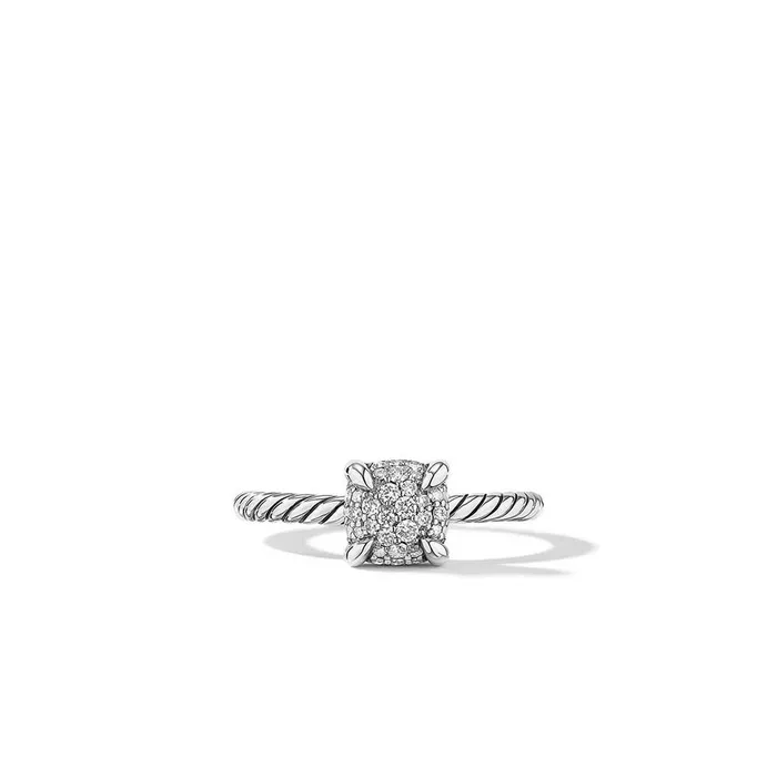 DAVID YURMAN INC Rings David Yurman Petite Chatelaine Ring in Sterling Silver with Pave Diamonds DAVID YURMAN INC Rings David Yurman Petite Chatelaine Ring in Sterling Silver with Pave Diamonds