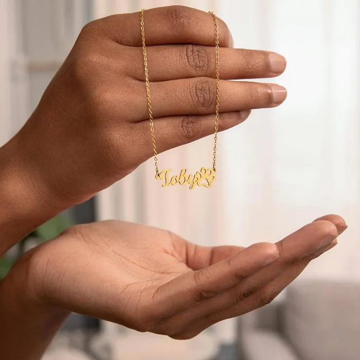 Dog Loss Gift An Angel with Paws Name Necklace Paw Print Custom Dog Remembrance Bereavement Sympathy Gift ShineOn Fulfillment Necklaces