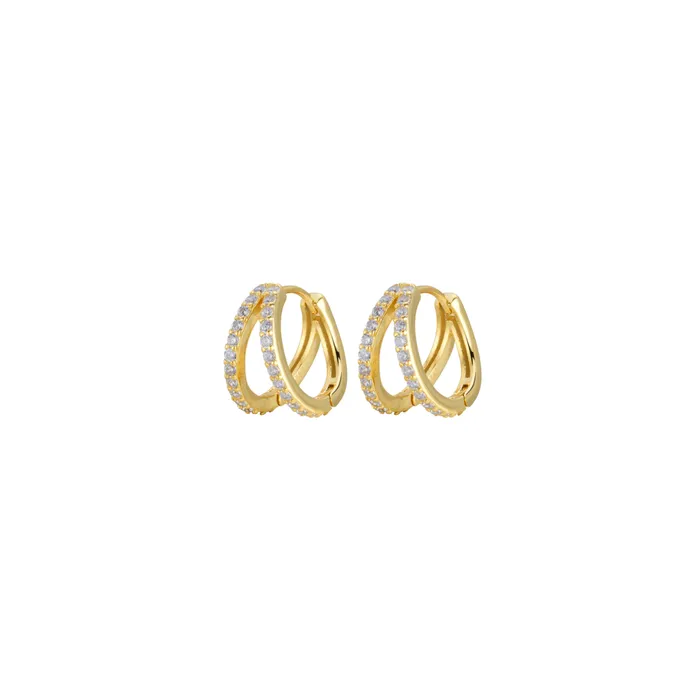 Double ring pave huggie hoops pau jewelry Rings