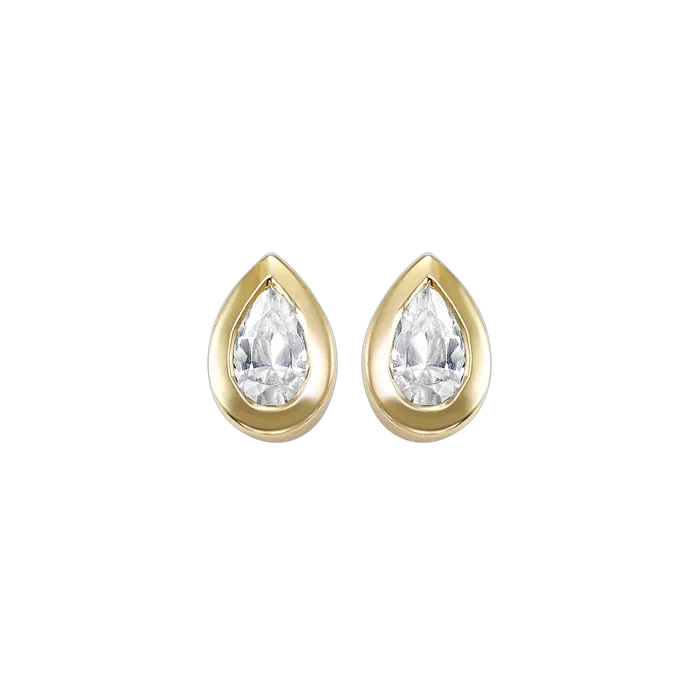 Earrings 14K Yellow Gold 17ctw Bezel Style Pear Diamond Earrings GEMS ONE CORPRATION Earrings 14K Yellow Gold 17ctw Bezel Style Pear Diamond Earrings GEMS ONE CORPRATION