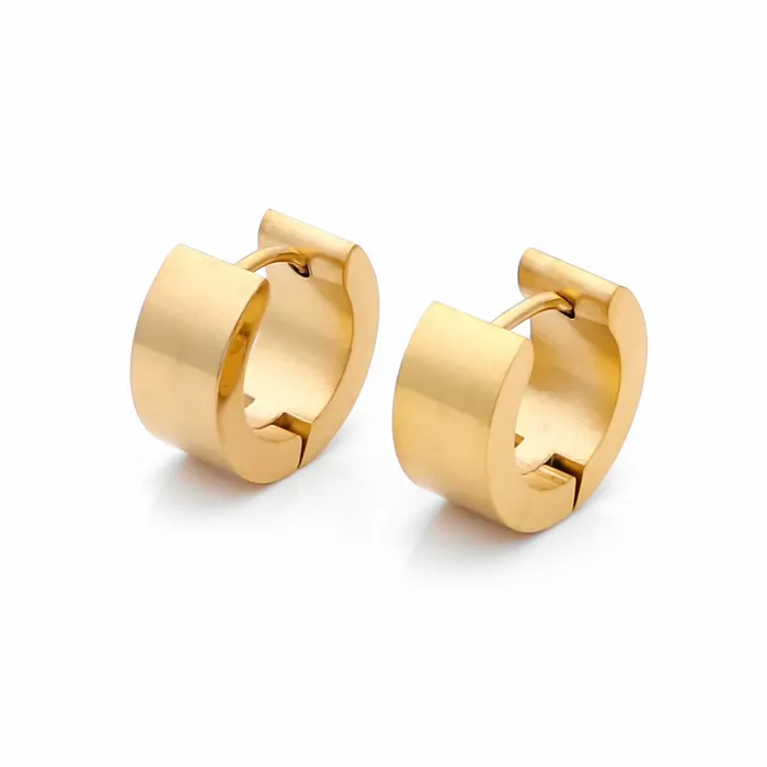 Earrings 18K Gold IP Stainless Steel Huggie Hoop Earrings 6X9 Glitters