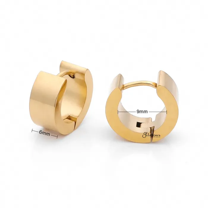 Earrings 18K Gold IP Stainless Steel Huggie Hoop Earrings 6X9 Glitters