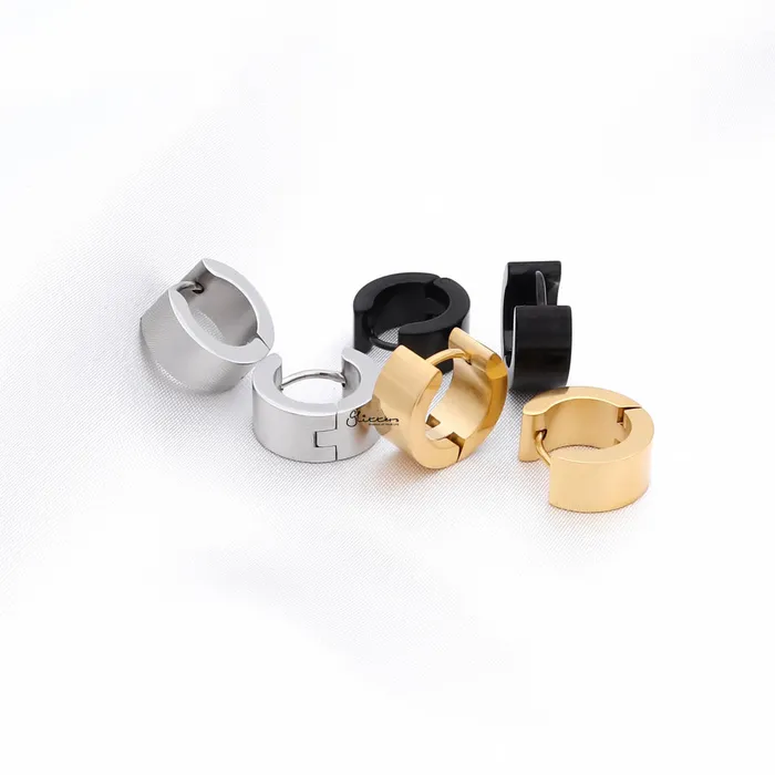 Earrings 18K Gold IP Stainless Steel Huggie Hoop Earrings 6X9 Glitters