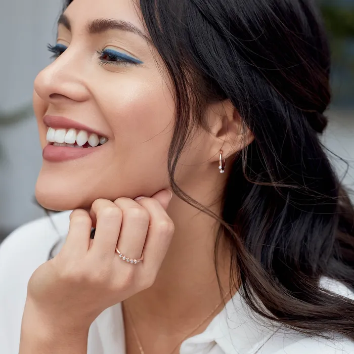 Earrings 302 Fine Jewelry Cultured Seed Pearl Hoop Earrings Solid 14K Rose White Yellow Gold or Sterling Silver