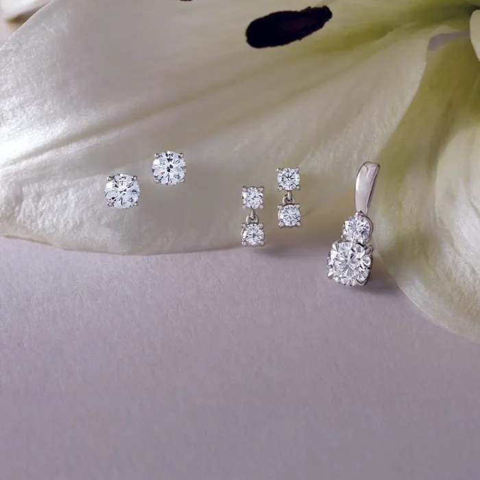 Earrings 302 Fine Jewelry TwoStone LabGrown Diamond Stud Drop Dangle Earrings Solid 14K White Yellow Rose Gold