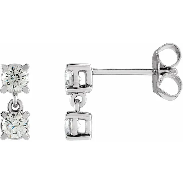 Earrings 302 Fine Jewelry TwoStone LabGrown Diamond Stud Drop Dangle Earrings Solid 14K White Yellow Rose Gold