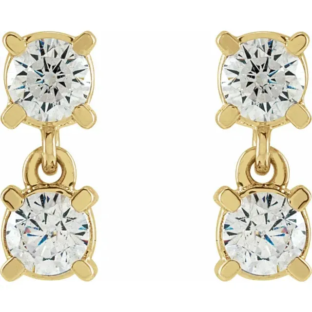 Earrings 302 Fine Jewelry TwoStone LabGrown Diamond Stud Drop Dangle Earrings Solid 14K White Yellow Rose Gold