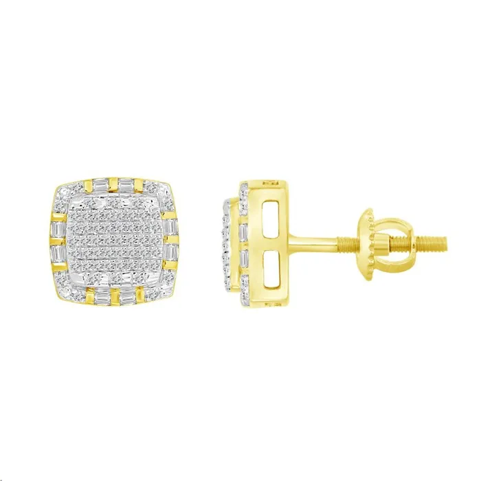 Earrings AV LADIES EARRINGS 033CT ROUNDBAGUETTE DIAMOND 10K YELLOW GOLD