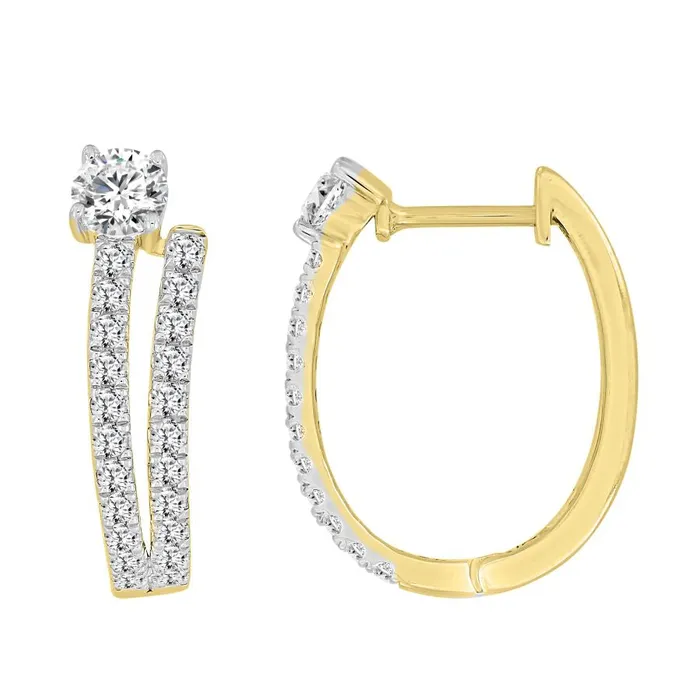 Earrings AV LADIES EARRINGS 100CT ROUND DIAMOND 14K YELLOW GOLD