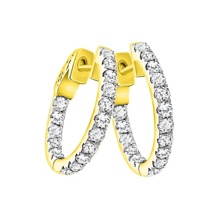 Earrings AV LADIES HOOPS EARRINGS 100CT ROUND DIAMOND 14K YELLOW GOLD Earrings AV LADIES HOOPS EARRINGS 100CT ROUND DIAMOND 14K YELLOW GOLD