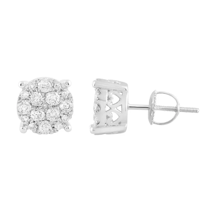 Earrings AV LADIES STUD EARRINGS 075CT ROUND DIAMOND 10K WHITE GOLD