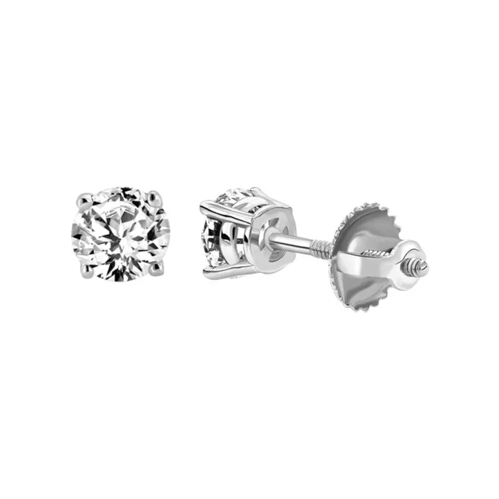 Earrings AV LADIES STUD EARRINGS 200CT ROUND DIAMOND 14K WHITE GOLD