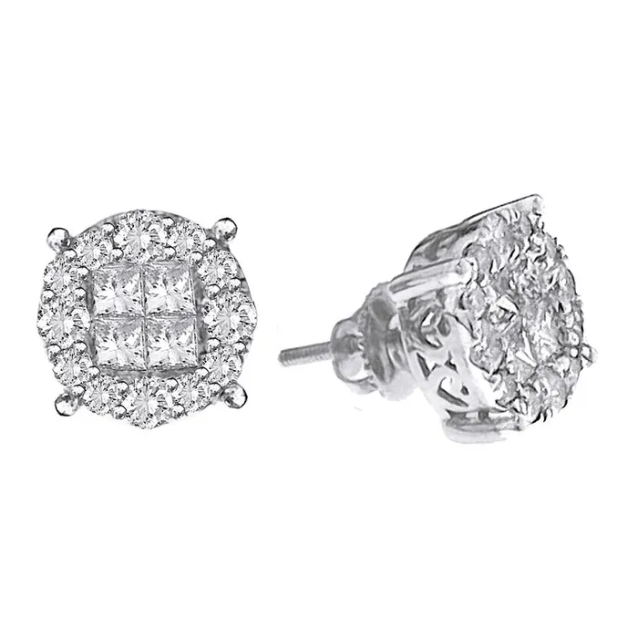 Earrings AV LADIES STUD EARRINGS 200CT ROUNDPRINCESS DIAMOND 14K WHITE GOLD Earrings AV LADIES STUD EARRINGS 200CT ROUNDPRINCESS DIAMOND 14K WHITE GOLD