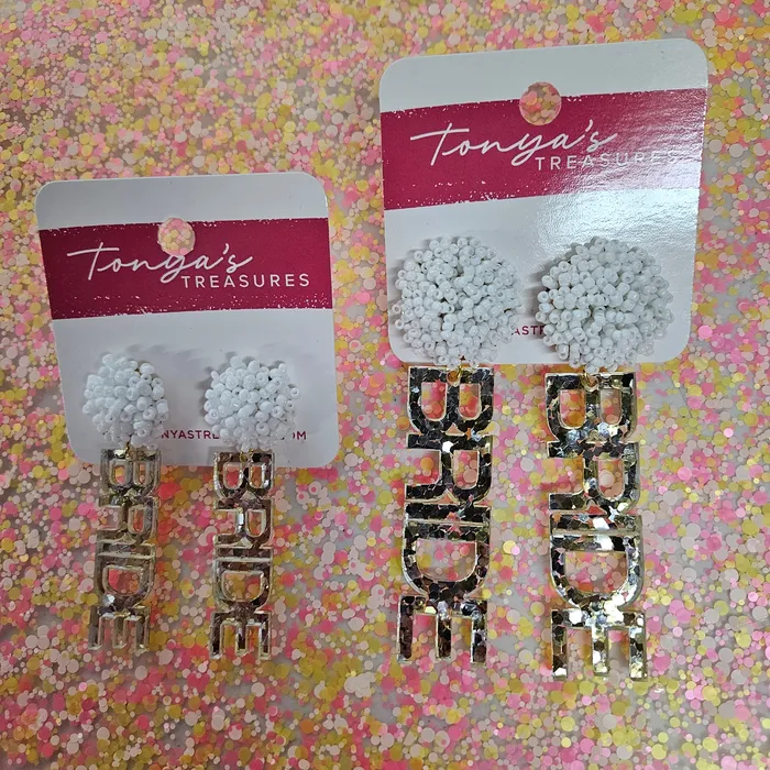 Earrings Beaded Acrylic Earrings Bride Tonyas Treasures Inc