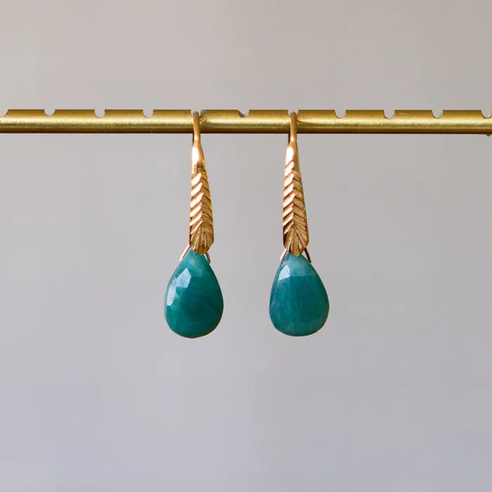 Earrings Corey Egan Grandidierite Herringbone Gemstone Drop Earrings in Vermeil