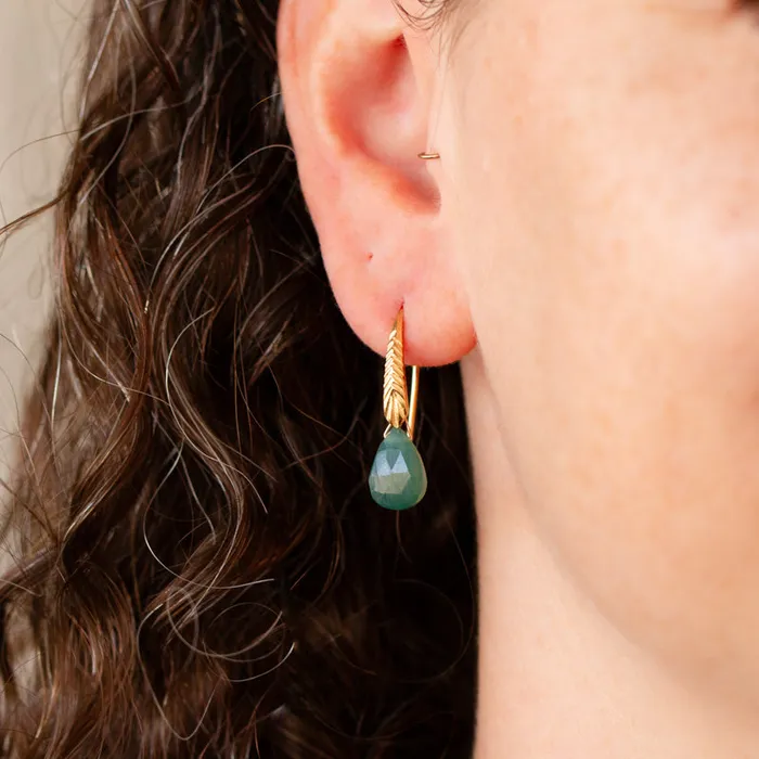 Earrings Corey Egan Grandidierite Herringbone Gemstone Drop Earrings in Vermeil