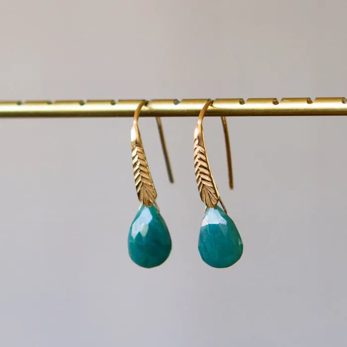 Earrings Corey Egan Grandidierite Herringbone Gemstone Drop Earrings in Vermeil
