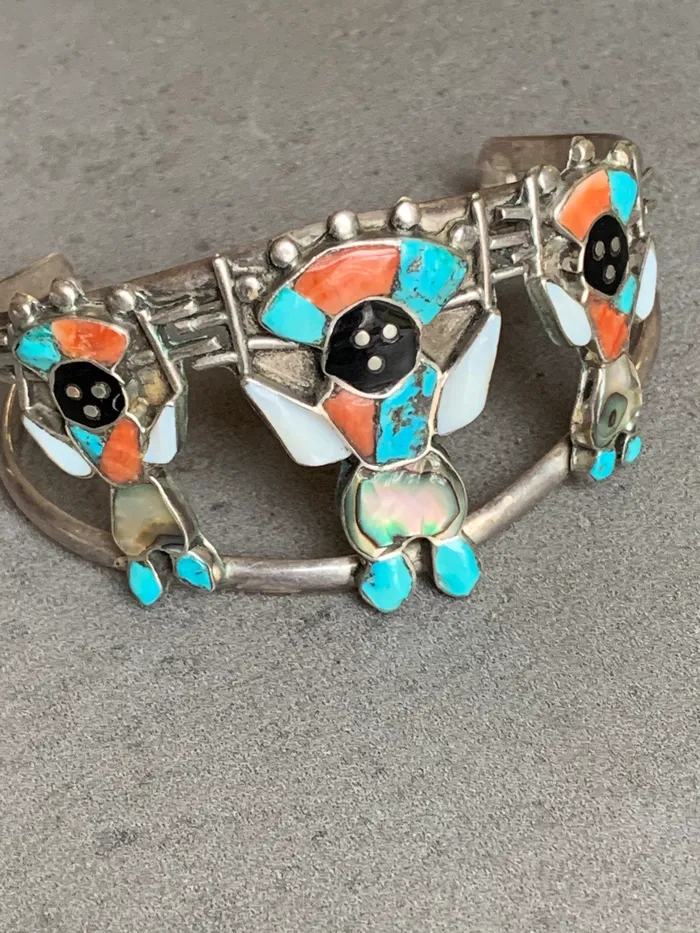 Earrings Crown Jewels Coin Vintage Sterling Zuni Crown Dancer Cuff