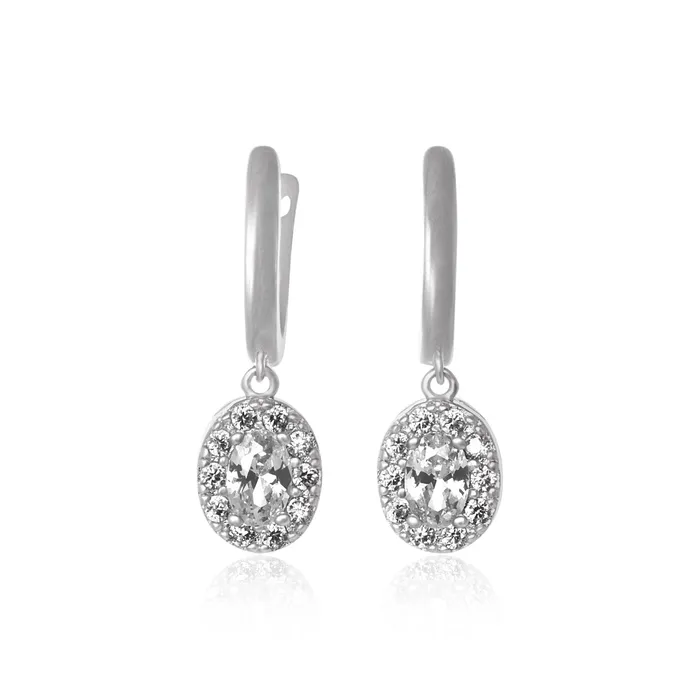 Earrings EZ5010 Callista Oval Cut Leverback CZ Earrings Teeda