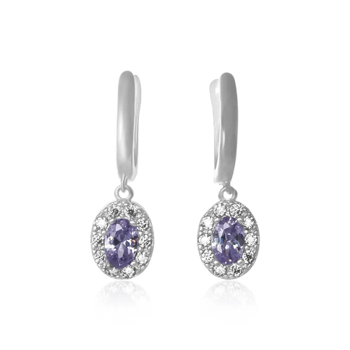 Earrings EZ5010 Callista Oval Cut Leverback CZ Earrings Teeda