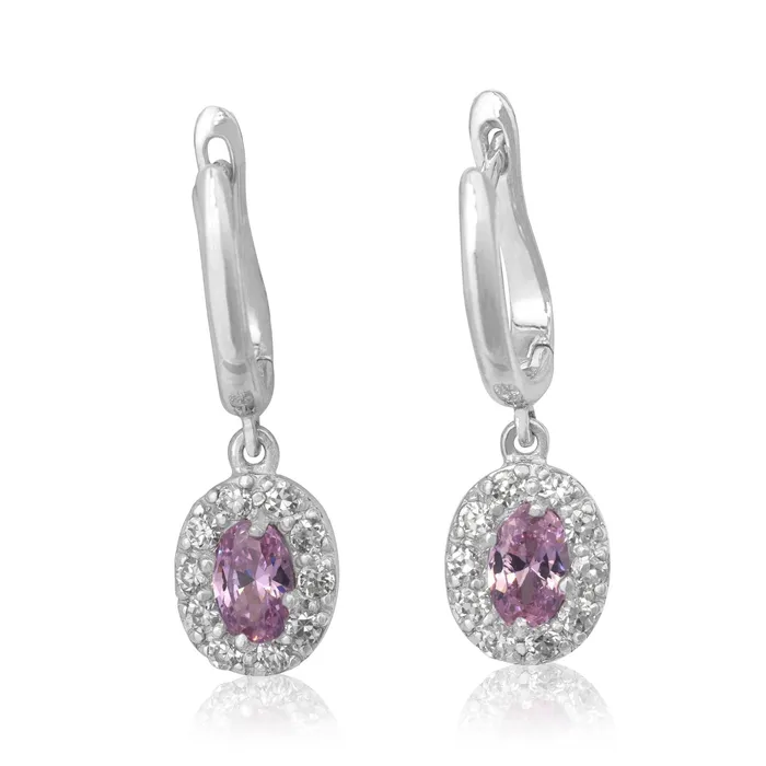 Earrings EZ5010 Callista Oval Cut Leverback CZ Earrings Teeda