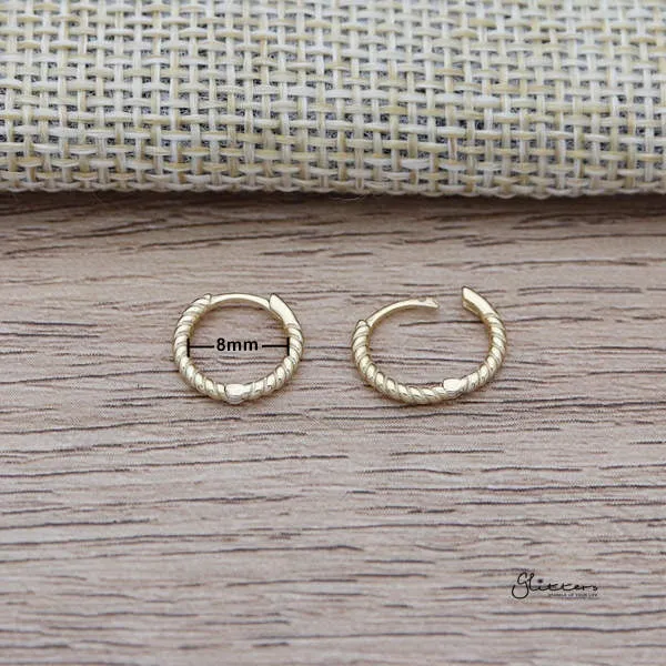 Earrings Glitters 925 Sterling Silver Twist Rope OneTouch Hoop Earrings