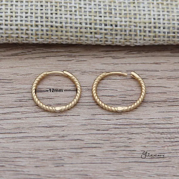 Earrings Glitters 925 Sterling Silver Twist Rope OneTouch Hoop Earrings