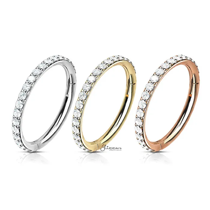 Earrings Glitters High Quality Precision CZ Paved Hinged Segment Hoop Rings Silver Gold Rose Gold