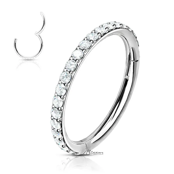 Earrings Glitters High Quality Precision CZ Paved Hinged Segment Hoop Rings Silver Gold Rose Gold