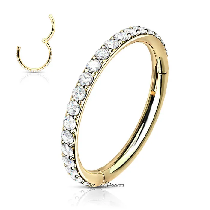 Earrings Glitters High Quality Precision CZ Paved Hinged Segment Hoop Rings Silver Gold Rose Gold