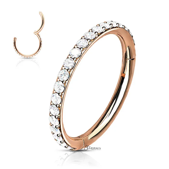 Earrings Glitters High Quality Precision CZ Paved Hinged Segment Hoop Rings Silver Gold Rose Gold