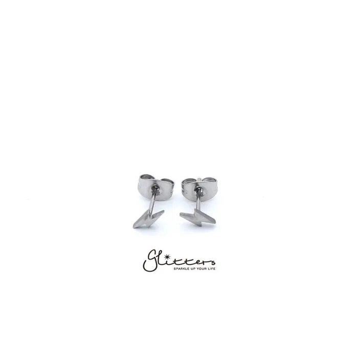 Earrings Glitters Stainless Steel Lightning Stud EarringsSilver Gold Black