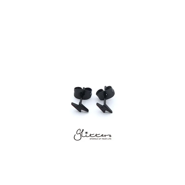 Earrings Glitters Stainless Steel Lightning Stud EarringsSilver Gold Black