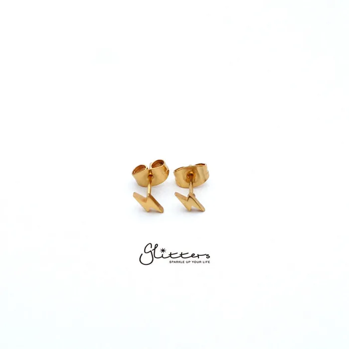 Earrings Glitters Stainless Steel Lightning Stud EarringsSilver Gold Black