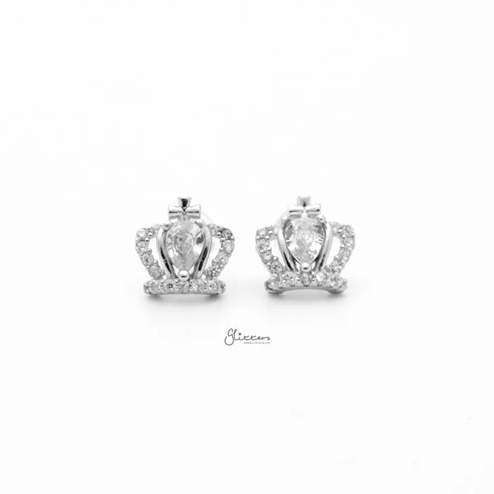 Earrings Glitters Sterling Silver Crown Stud Earrings Silver