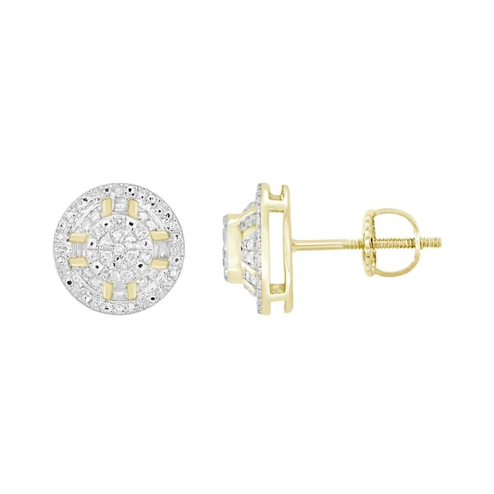 Earrings LADIES EARRINGS 020CT ROUNDBAGUETTE DIAMOND 10K YELLOW GOLD AV