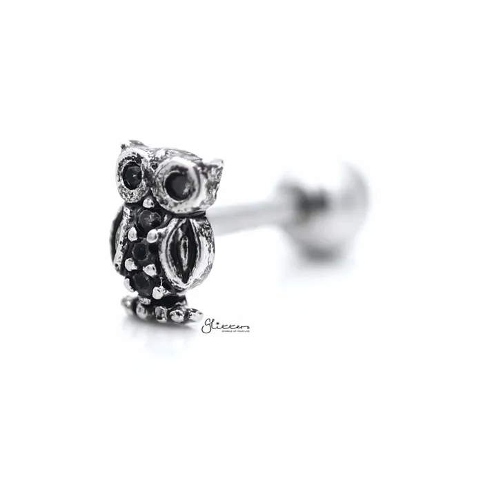 Earrings Owl with CZ Tragus Cartilage Earring Stud Glitters