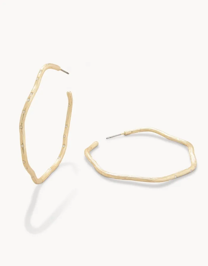 Earrings Spartina 449 Sand Bar Wave Hoop Earrings 50mm White Opal