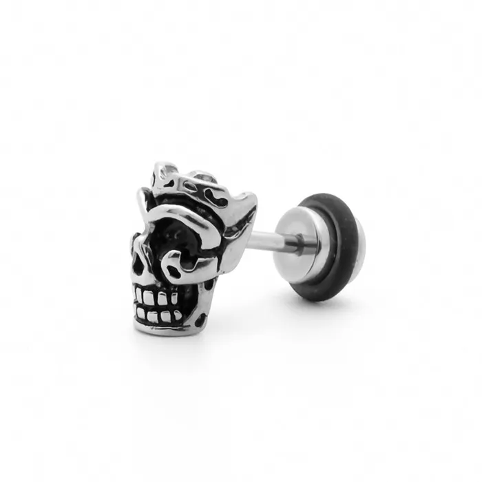 Earrings Stainless Steel Skull Fake Plug Earring Glitters