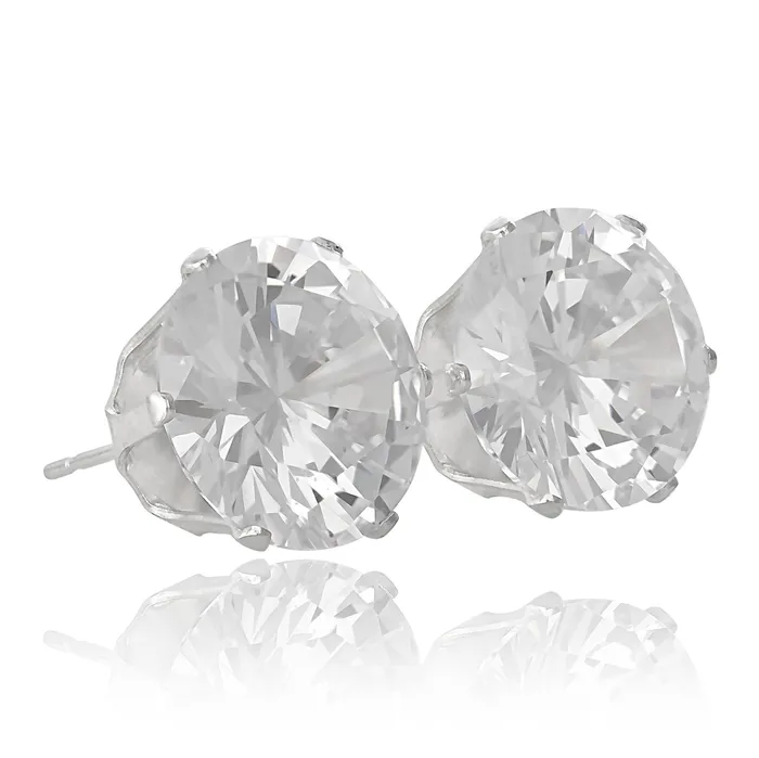 Earrings Teeda EZ2110 Round CZ Stud Earrings 12mm